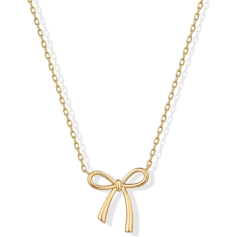 Women's Bow Gold Plated Pendant Dainty Cubic Zirconia Layering Chain Necklace